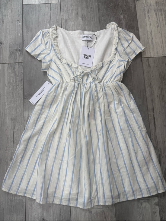 Princess Polly Dresses & Skirts - Princess Polly Monterrat Blue Stripe Cotton Mini Dress NWT US 2 Cottagecore